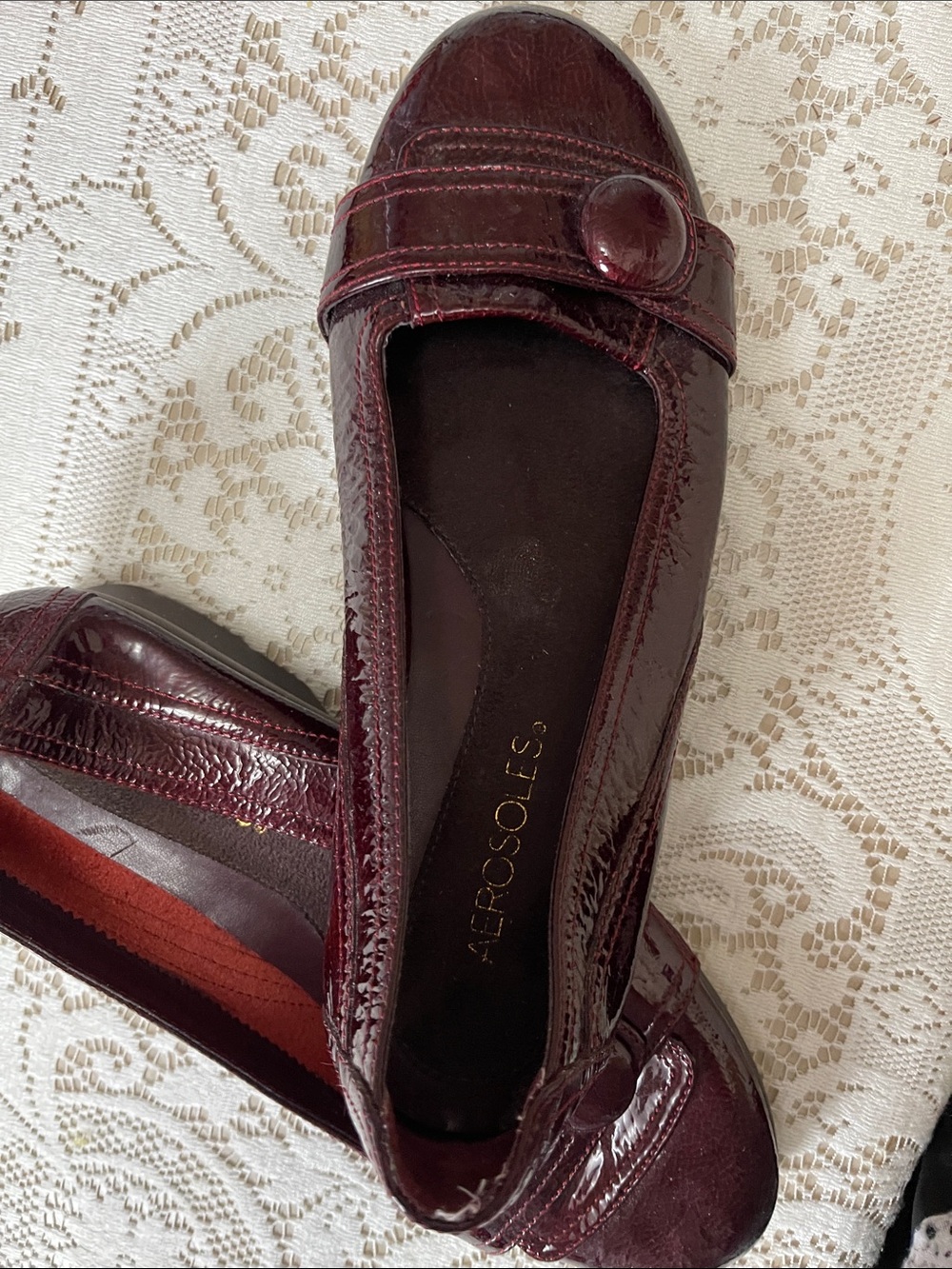 AEROSOLES Women's Wine Patent Leather Loafers